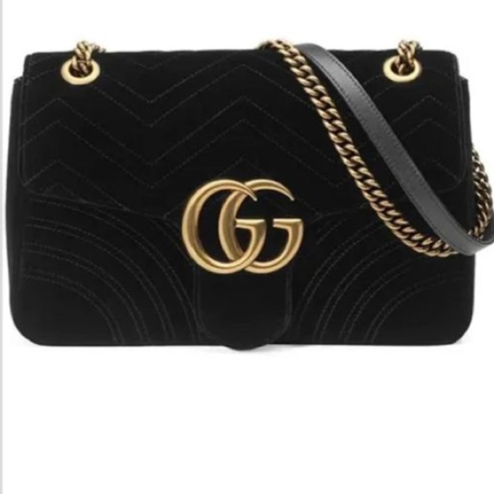 GUCCI Marmont Black Velvet Handbag